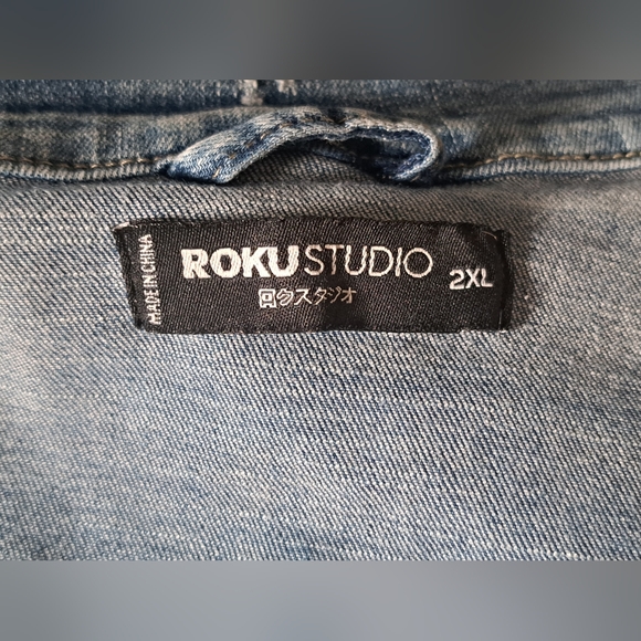 Roku Studio Distressed Light Wash Denim Jacket, Size 2XL - Picture 7 of 16